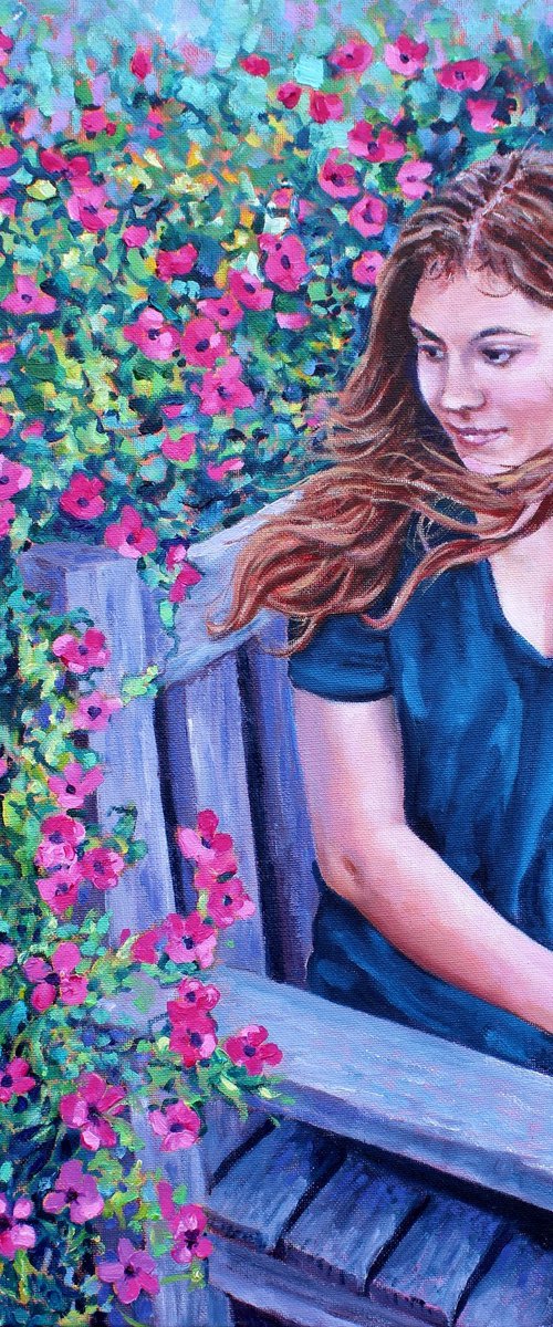 Grace - woman in garden by Zoe Elizabeth Norman