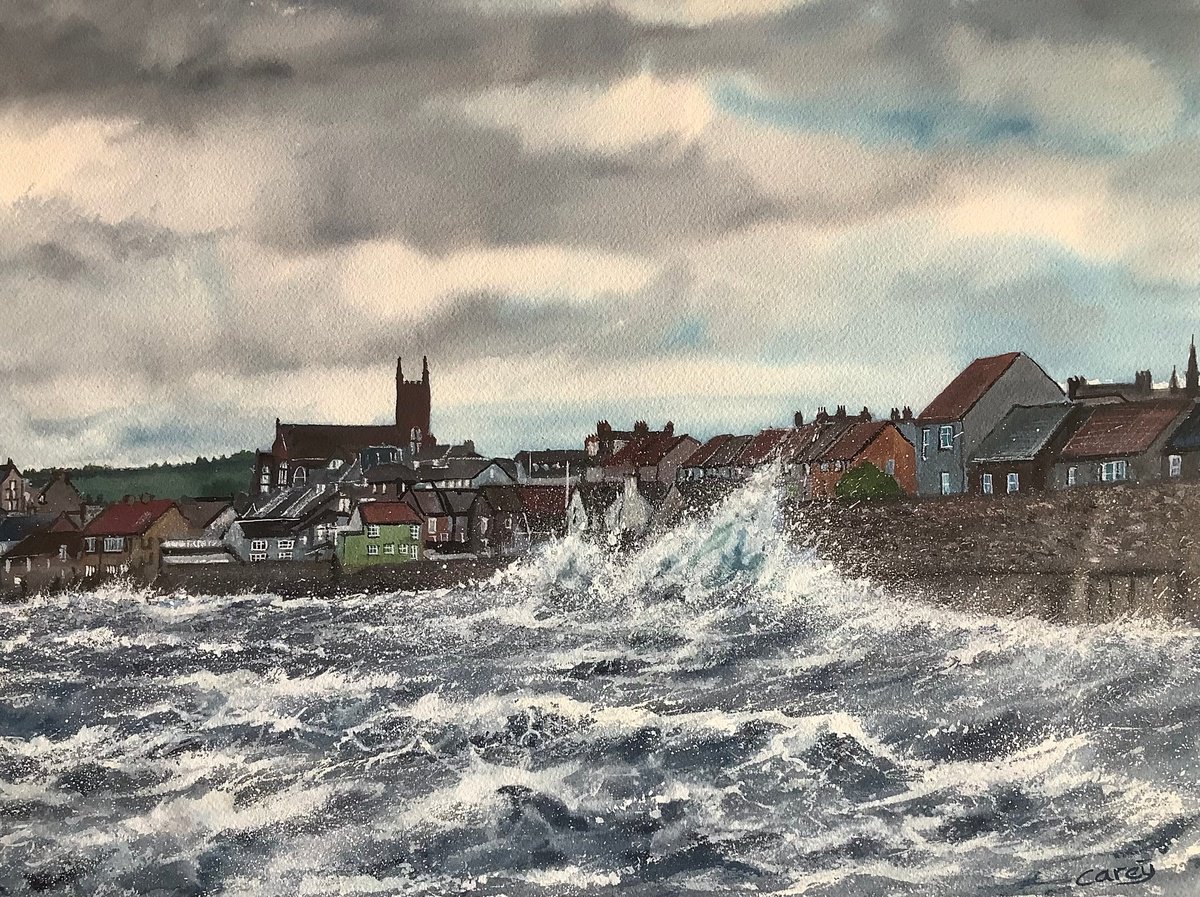 Photorealistic Landscape Watercolour By Darren Carey, 15 X 11, Foaming Sea