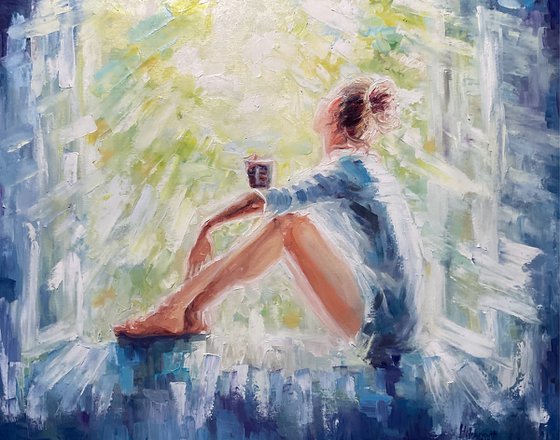 Girl near the window. Spring dreams
