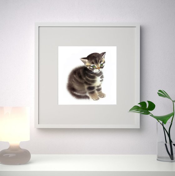 Fluffy Tabby Kitten #4 - Tabby Cat - Kitten Painting - Kitty