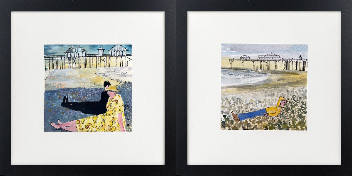 Expressive Portrait Watercolour By Teresa Tanner, 10 X 10", Grey Day Beach Scenes, Original Artwork