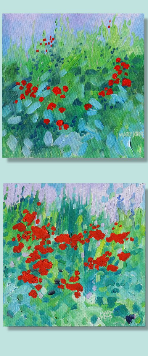 Floral Spring Abstract Set of 2 by Mary Kemp