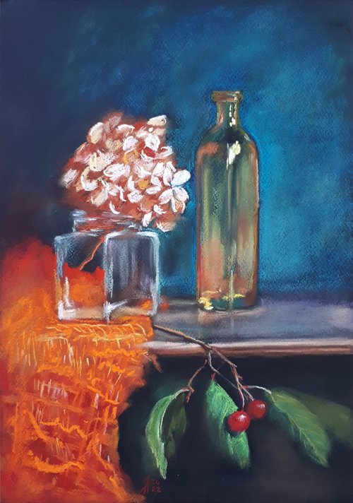 Still life with cherries... /  ORIGINAL PAINTING by Salana Art Gallery