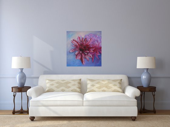 Deep Red and Pink Chrysanths