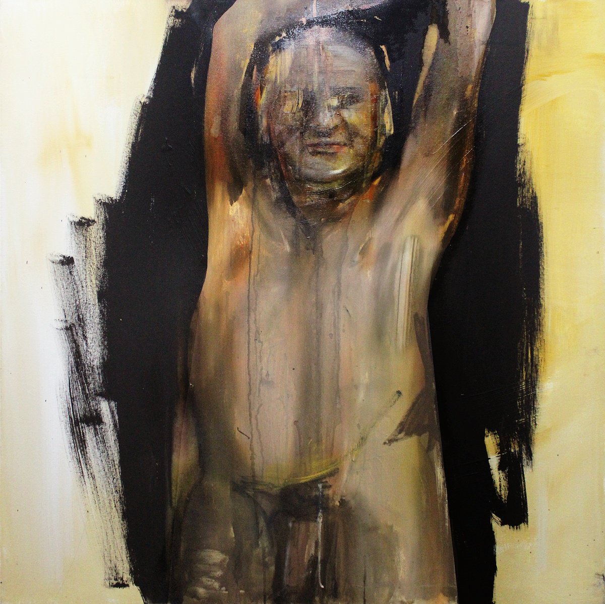 Expressive Portrait Oil Painting By Milos Hronec, 39 X 39", Morning Comfort, Original Artwork