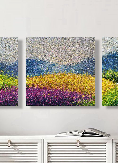 Lavender Dreams of Tuscany - triptych by Nadiia Antoniuk