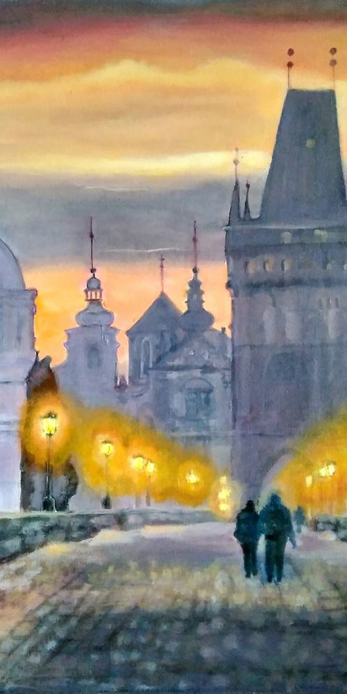 Twilight Prague Charles Bridge by Yulia Berseneva