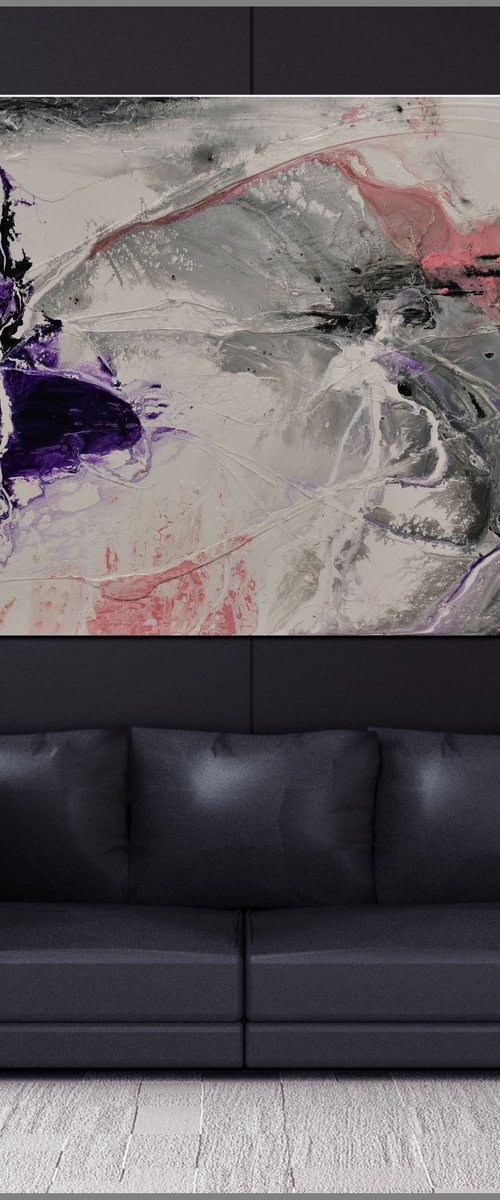 Purple Silk 160cm x 100cm White Purple Abstract Art by Franko