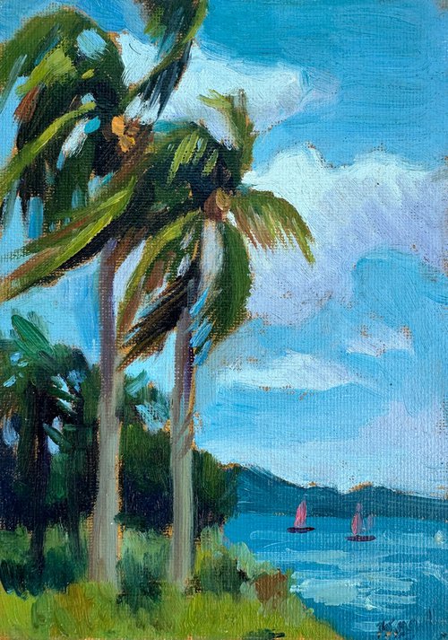 Two palms. Seascape by Anna Bogushevskaya