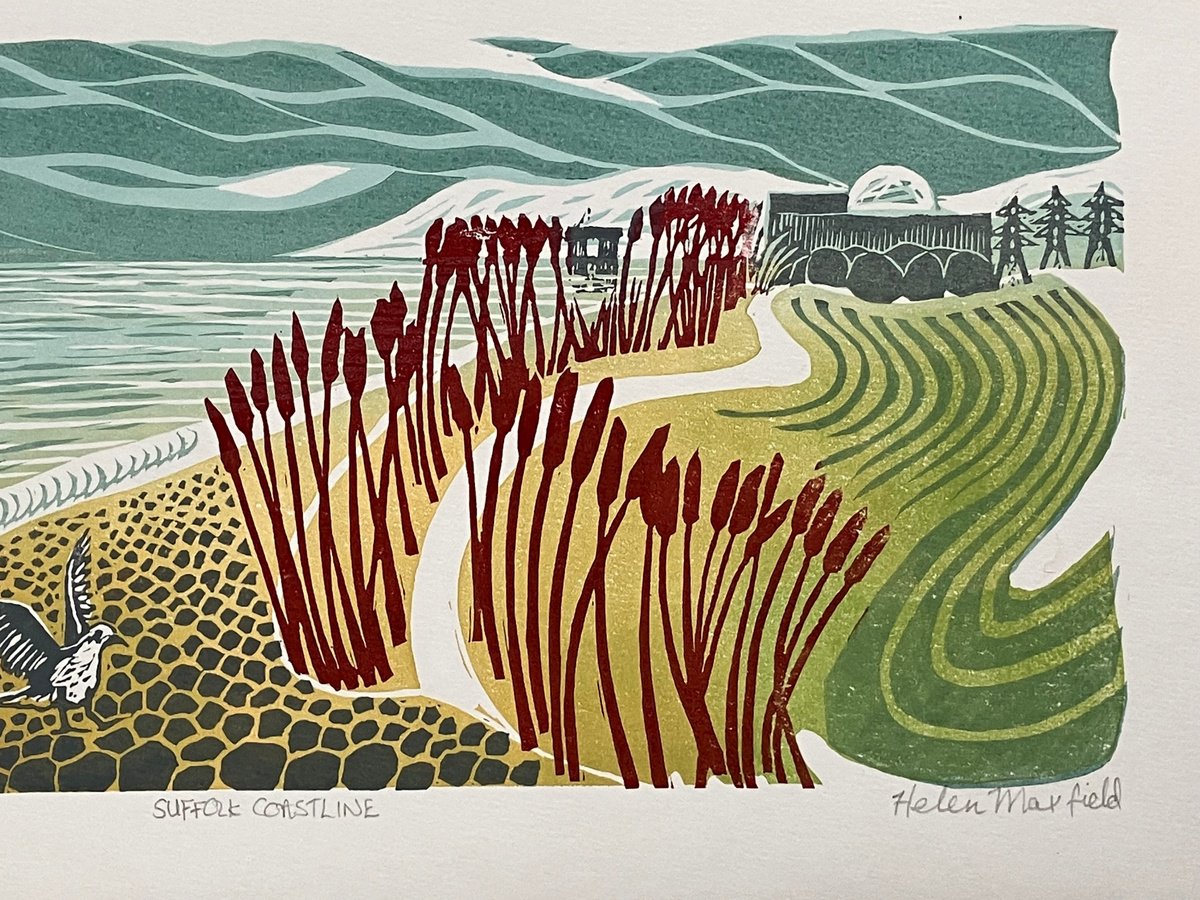 Coastal Village Linocut Lino Print,rare Artist Proof From a
