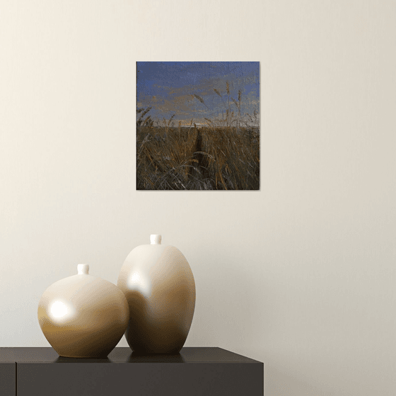 In the wheat field (25x26cm, oil painting, impressionistic)