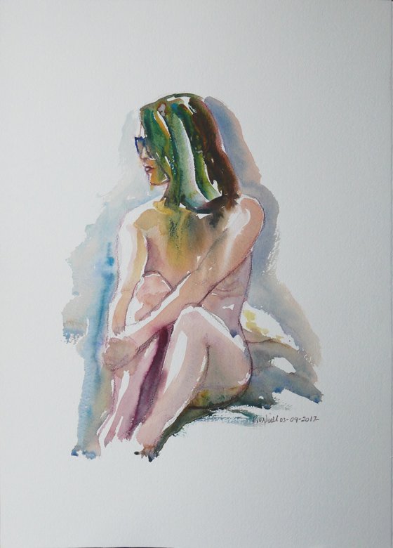 seated female nude