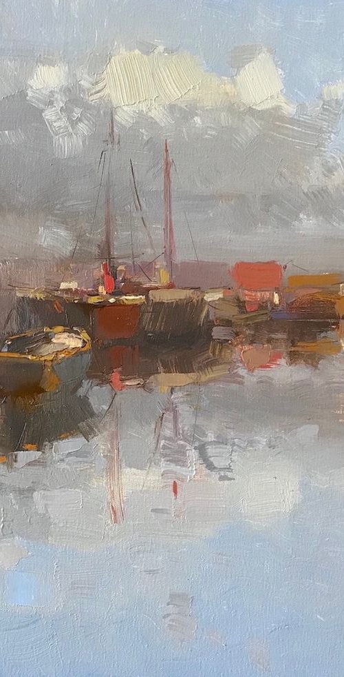 Sail boats, Original oil painting, Handmade artwork, One of a kind by Vahe Yeremyan