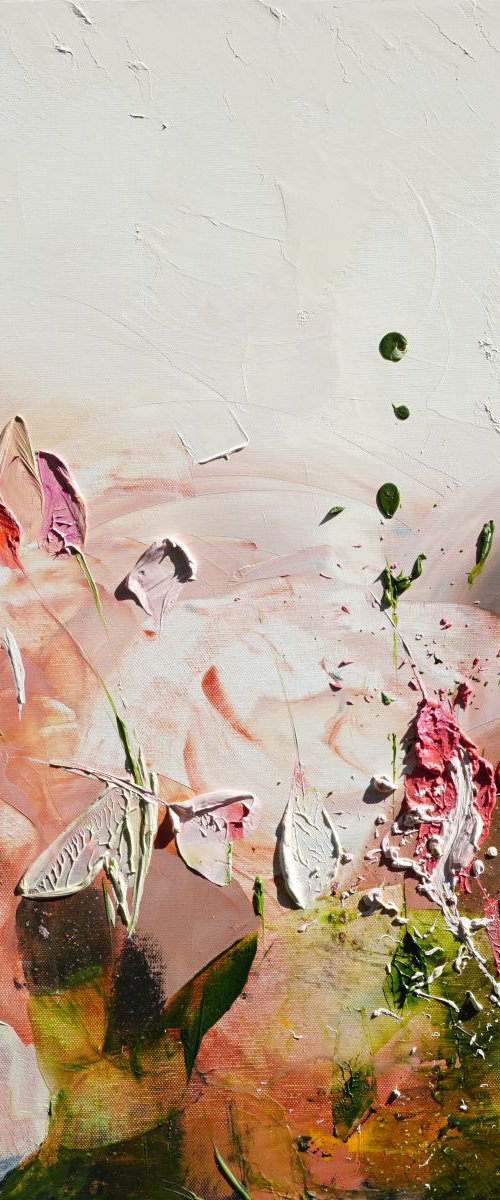 Tulips, Salmon Pinks, and Greens-60x45cm/24x18in by jelena b