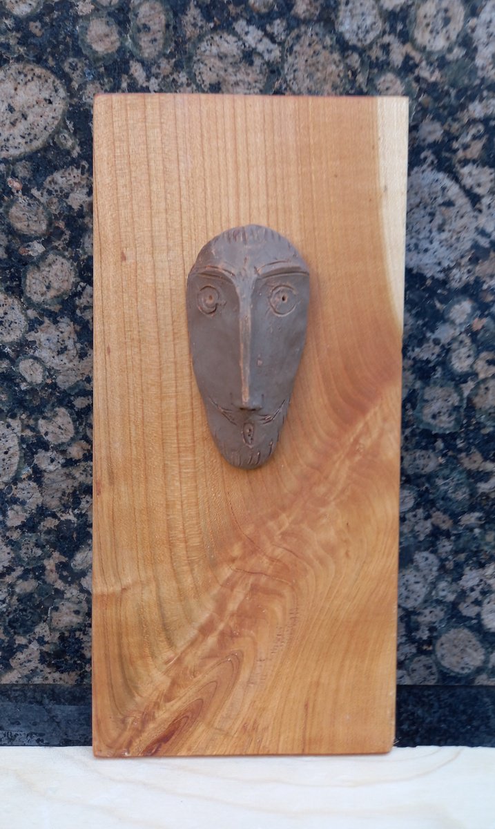 Naive Portrait Relief By Rasho Mitev, 5 X 11", "Amazed", Original Artwork