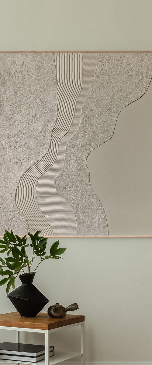 "Nulla" Gray high textured abstract art by Marine Boiko