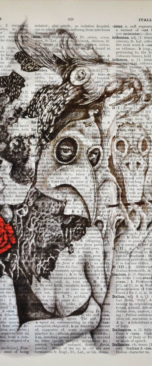 The Queen Of Plague - Collage Art on Large Real English Dictionary Vintage Book Page Perfect Gift For Him by Jakub DK - JAKUB D KRZEWNIAK