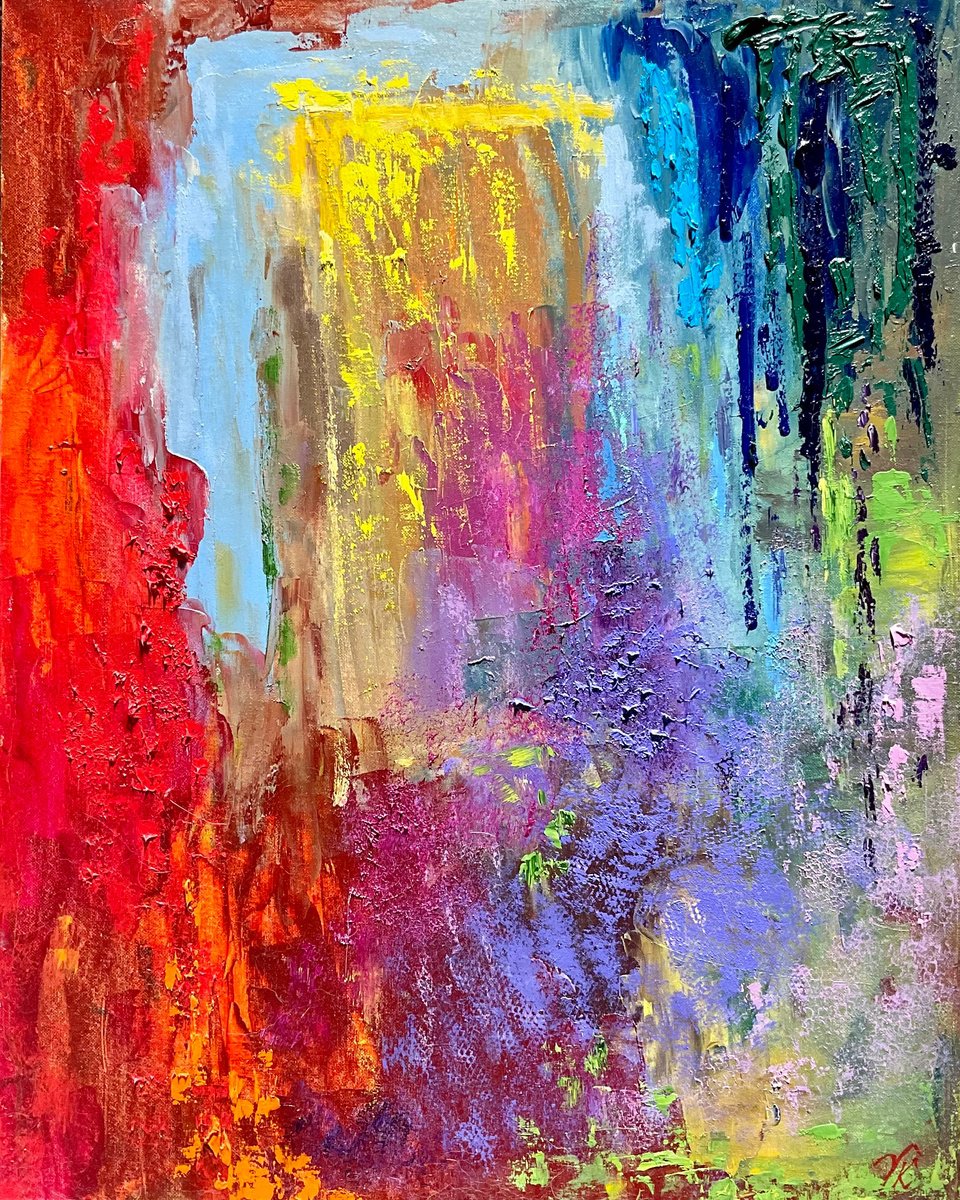 Abstract Oil Painting By Vera Klimova, 16 X 20", Window, Original Artwork