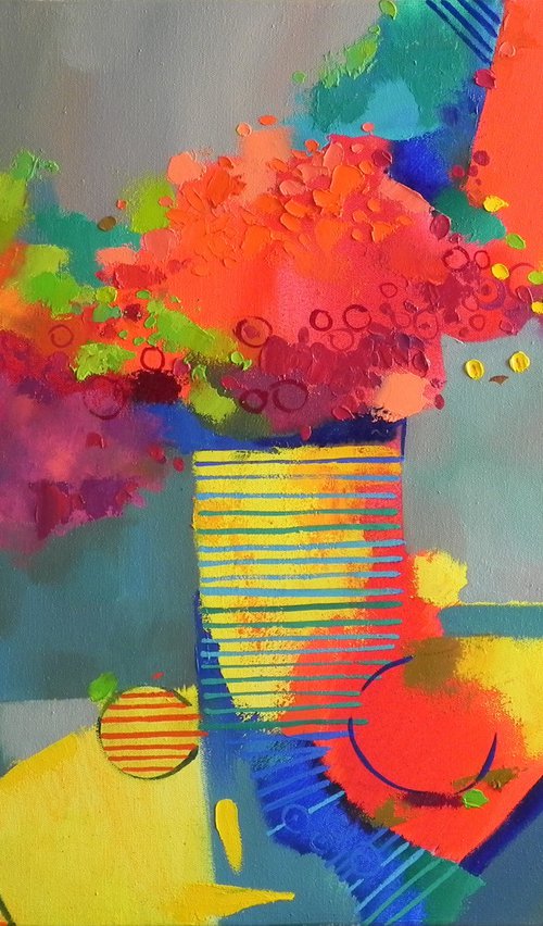 "Marguerite" Abstract still life Still life with flowers Bright wall decor by Mykhailo Novikov