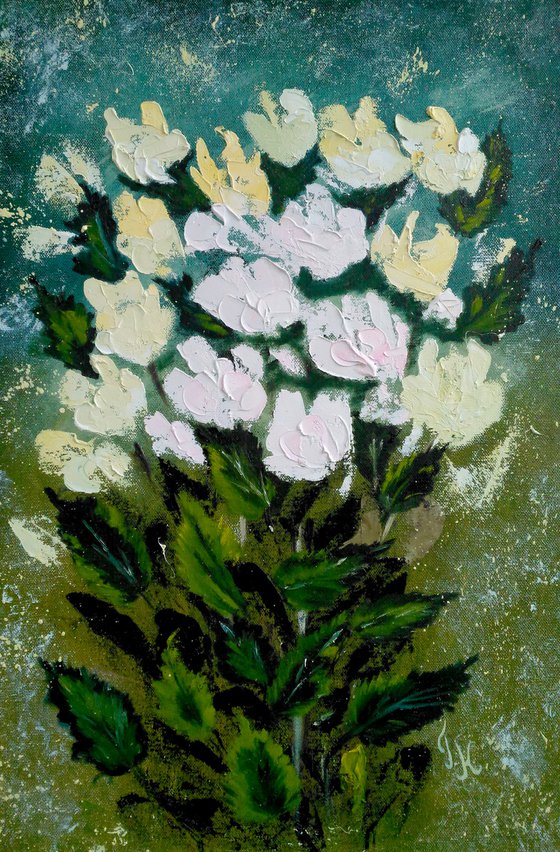 Roses original oil canvas painting