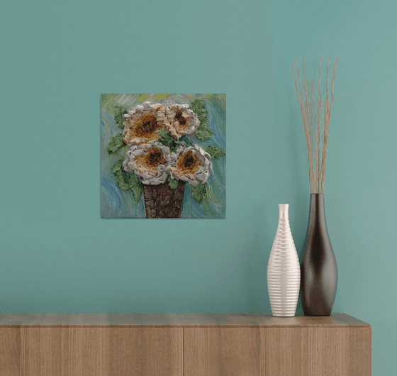 Golden Floral Relief 3D