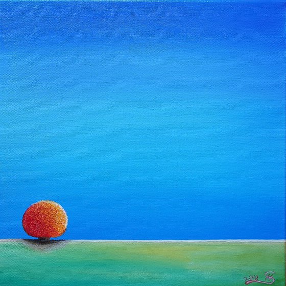 Lone tree #6 - surreal landscape on stretched cotton canvas, ready to hang, 30x30cm