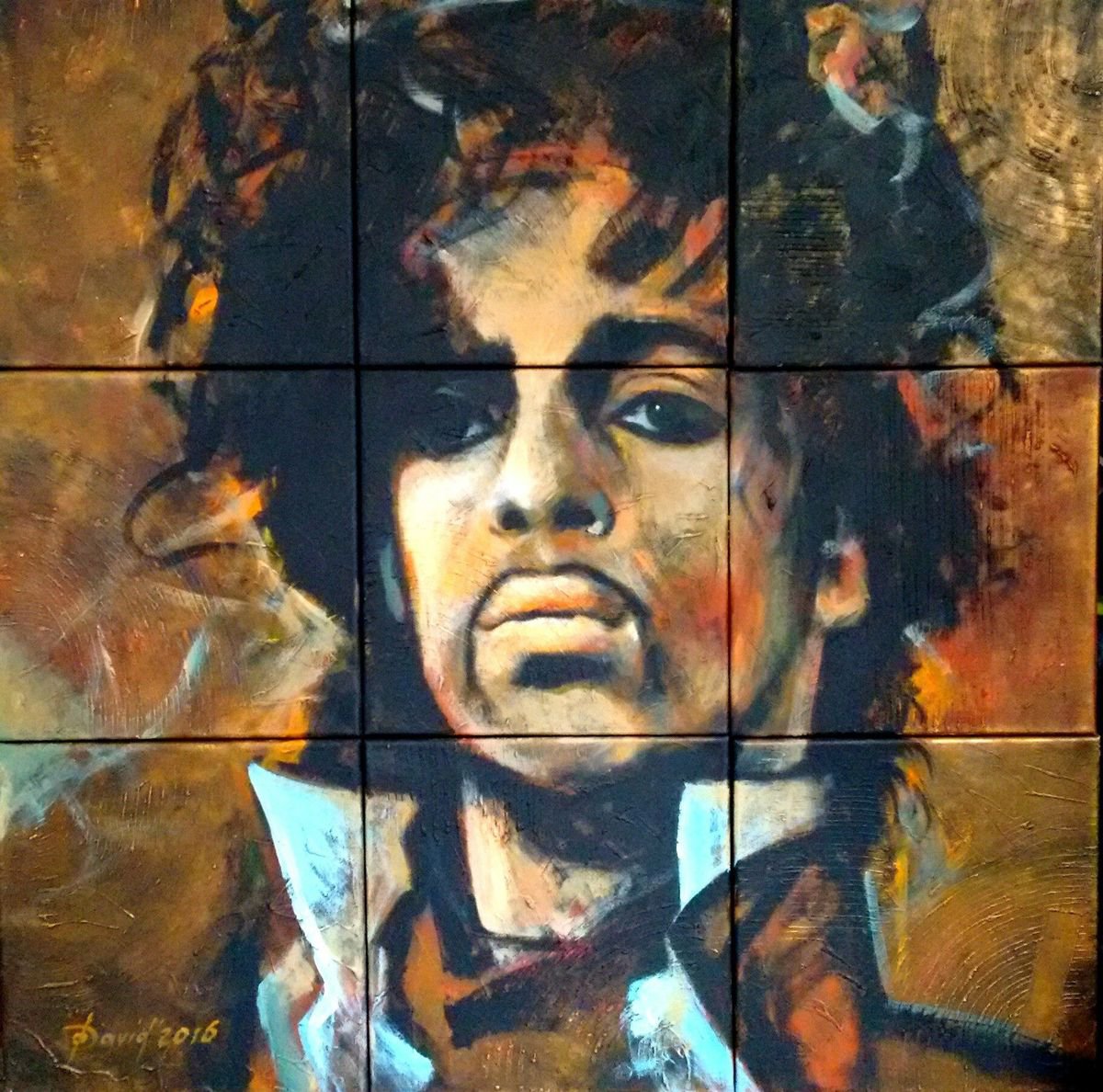 Portrait Painting By Olga David, 37 X 37", Prince, Original Artwork