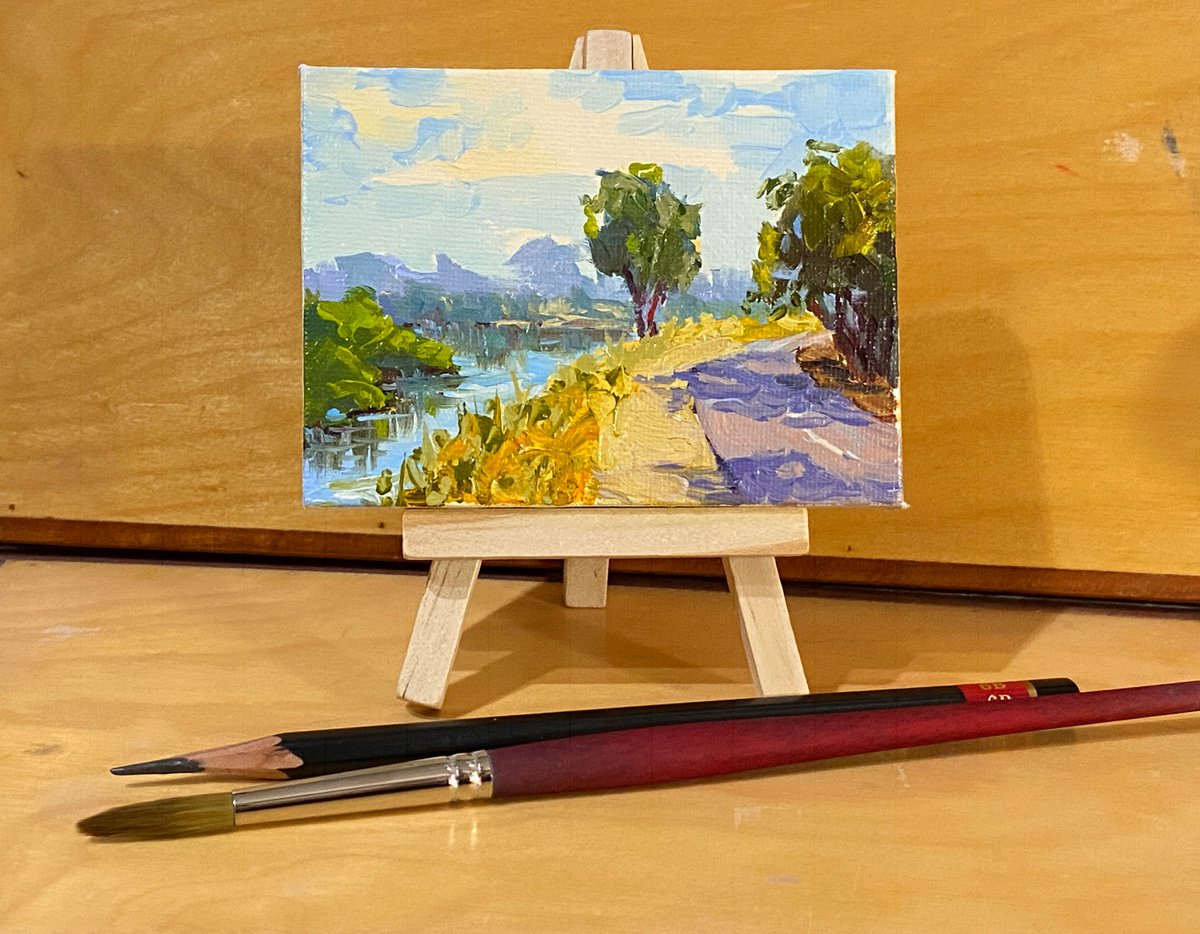 Park Bike Path Miniature oil by Tatyana Fogarty