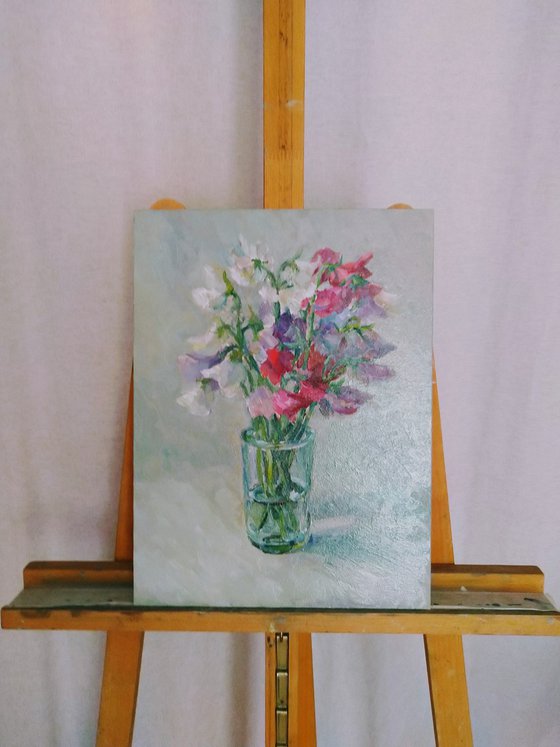 Sweet pea 30 x 40 cm. Original oil painting 2021