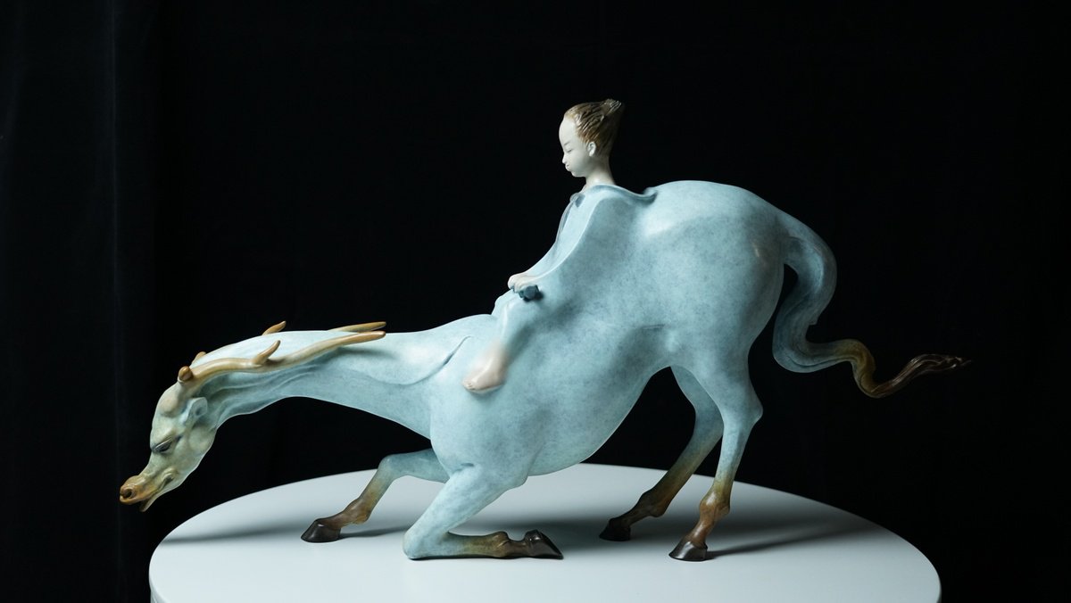 A Boy Riding A Dragon Horse by Zhao Yongchang Zhao Yong Chang 