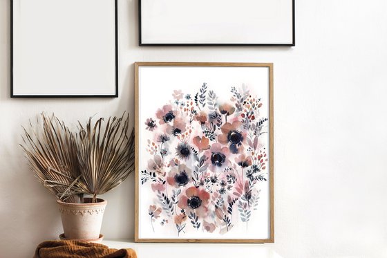 Pink Florals Watercolor Painting 2 set
