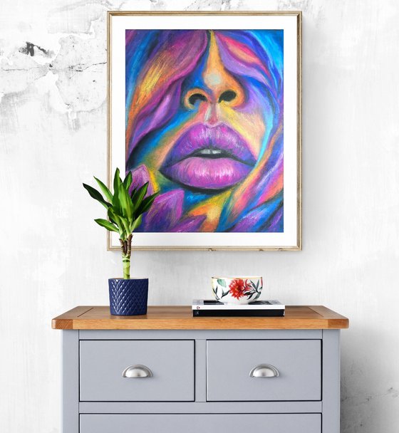 Purple Fever — Oil Pastel Female Lips