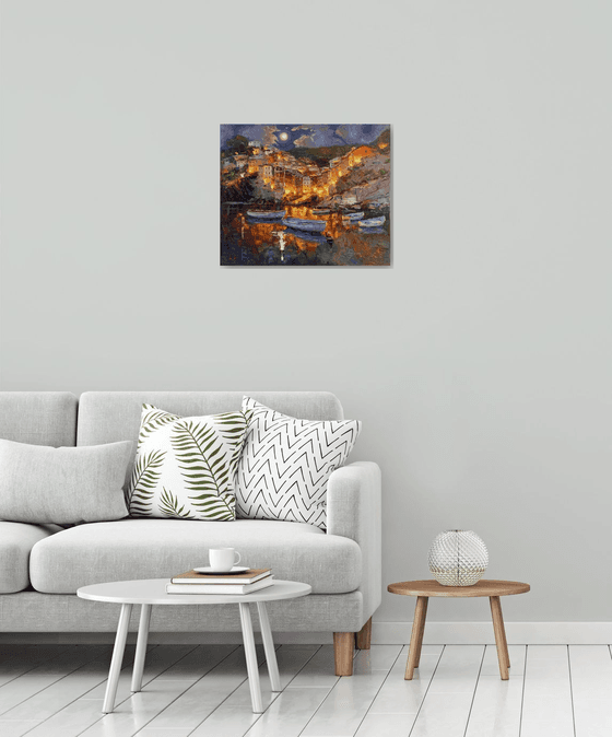 Night city at the pier