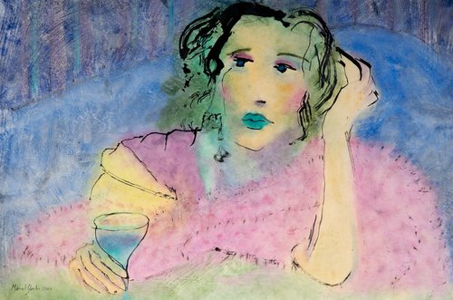 Blue wine mixed with tears by Marcel Garbi