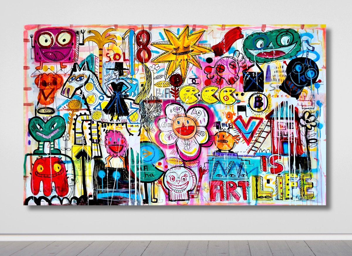Urban And Pop Acrylic Painting , Art Is Life By Mercedes Lagunas, 65 X 39, Artwork For Sale On Artfinder