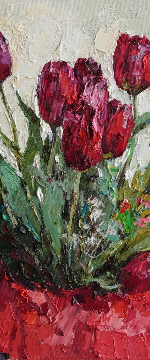 Red Tulips by Anastasiia Valiulina