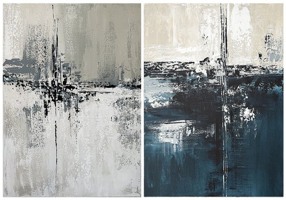 Shades of Indigo diptych set