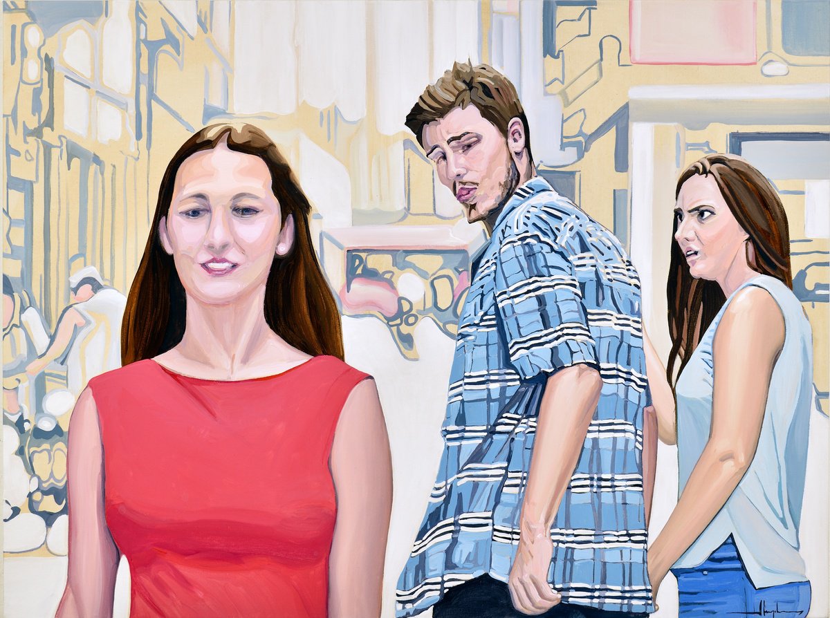 Urban And Pop Portrait Acrylic Painting By Alex Nizovsky, 40 X 30, Distracted Boyfriend Meme, Original Artwork