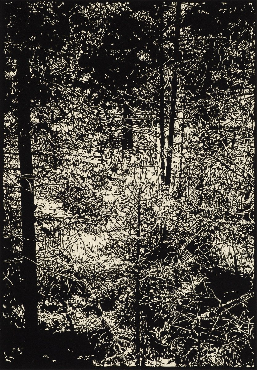 Impressionistic Landscape Linocut By David Conn, 15 X 22, Thicket / Pecos, Original Artwork