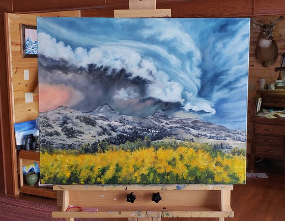 Landscape - Thunderstorms - "Storm Over the Killdeer Mountains"