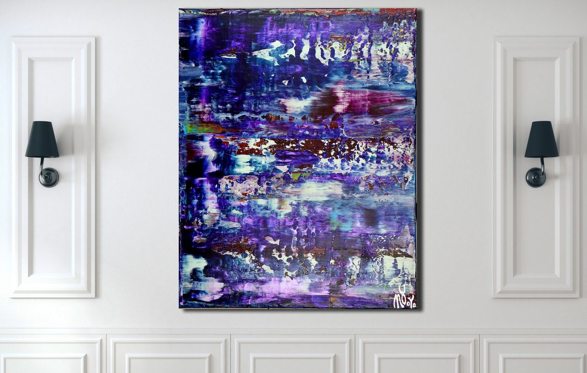 Abstract Acrylic Painting By Nestor Toro, 16 X 20", Amethyst Panorama 2, Original Artwork