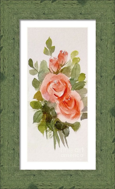 Watercolor Rose Painting Two Orange Roses Flower Artfinder