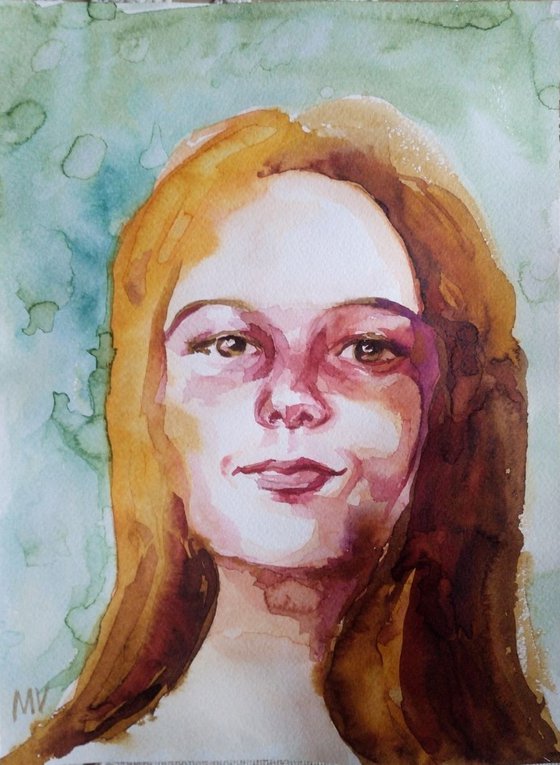 SAY! - GIRL PORTRAIT - ORIGINAL WATERCOLOR PAINTING.