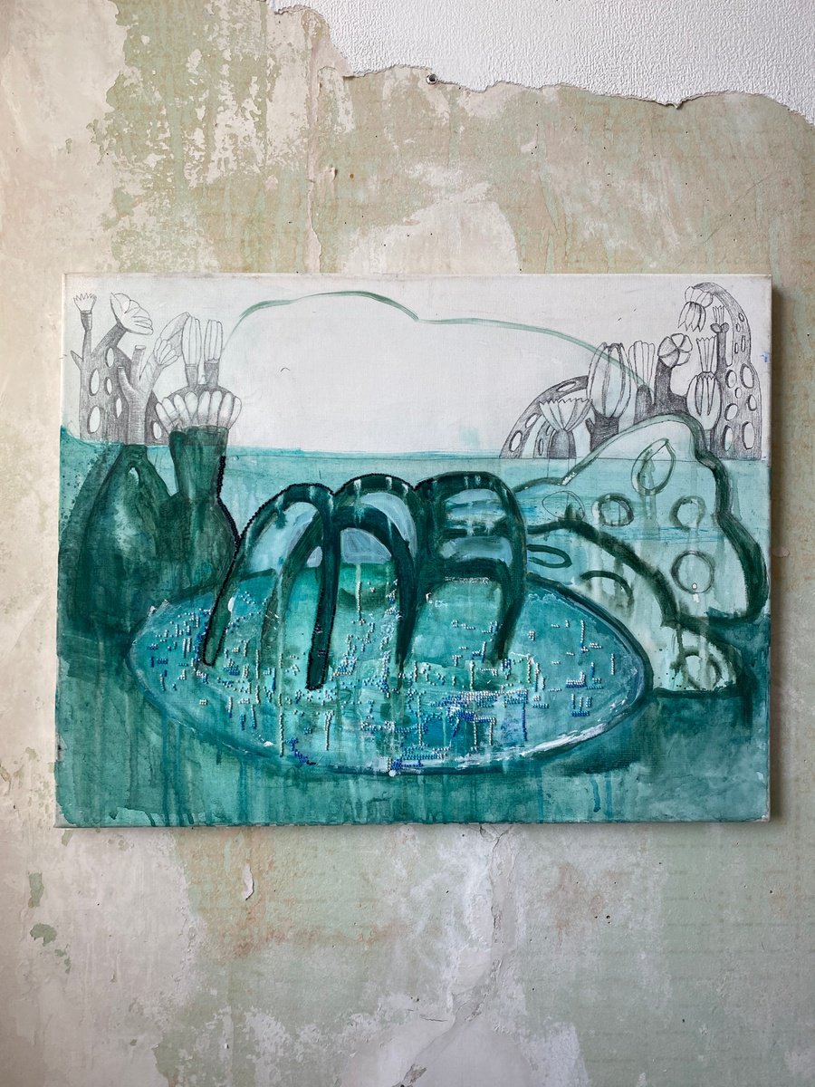 Organic Botanical Painting By Liubov Ro, 26 X 20", Roots Without Soil, Original Artwork