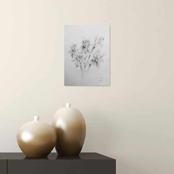 Daffodils. Original pencil drawing