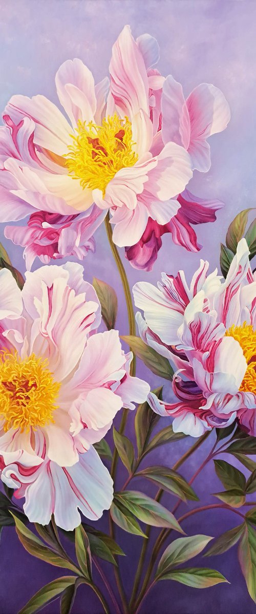 "The kingdom of peonies", pink flowers by Anna Steshenko