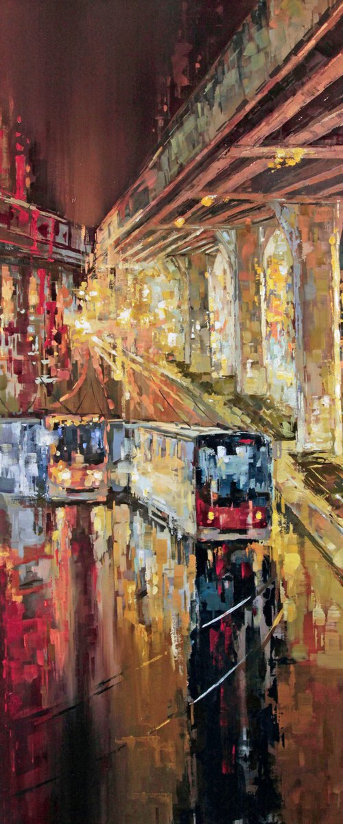 Cityscape Oil Painting - Vanishing Point by Sandra Zekk