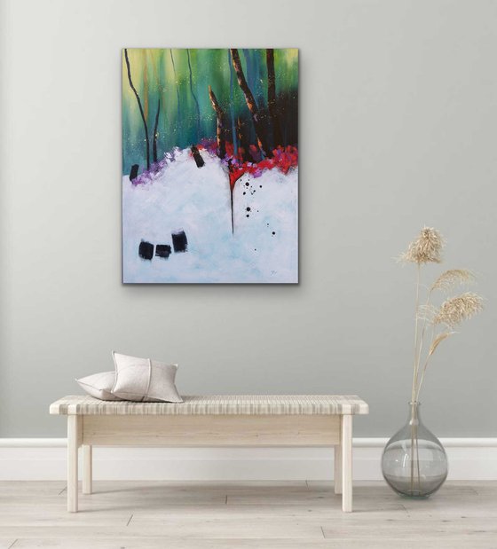 Perce-neige - Original large abstract landscape painting - Ready to hang