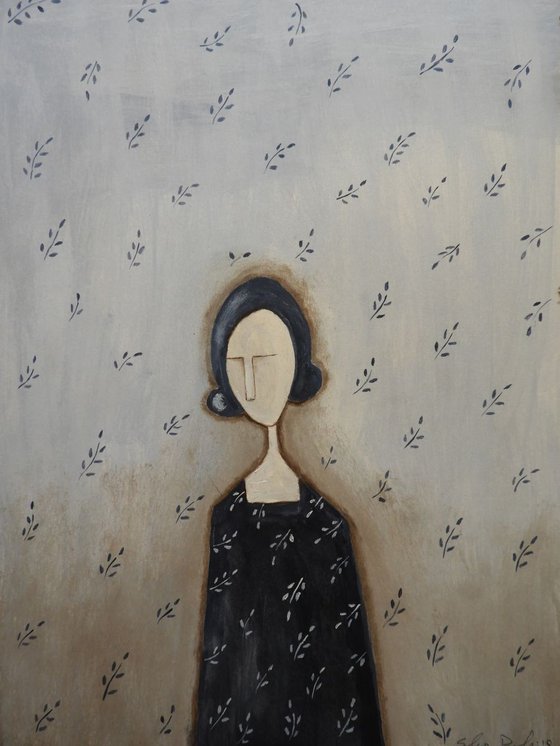 The Lady in Blue between plants