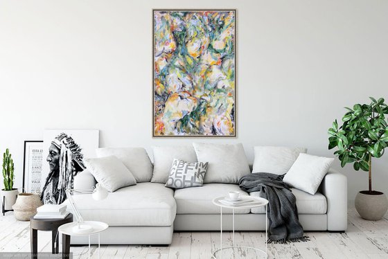 BREATH OF SPRING - nude abstract original painting, erotic, interior art